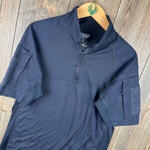 Condor Mens Short Sleeve Combat Shirt Black Tactical Ripstop 1/4 Zip Size Medium